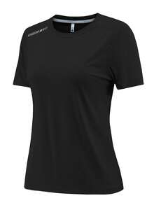 Áo thun thể thao nữ mùa hè nhanh khô, chất liệu lụa băng, 1 chiếc, tay ngắn, cổ tròn, co giãn cao và thoáng khí, thích hợp cho chạy bộ, tập luyện và thể dục, áo thun cơ bản màu đen. - màu đen - Xem 11