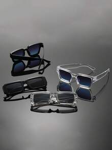 4副男士塑料几何全框个性现代简约风格四季皆宜，永不过时，完美基础时尚眼镜组合，适合街头拍照、海滩派对、钓鱼、驾驶、划船、户外休闲活动装饰。 - 彩色 - 查看 6