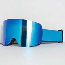 成人滑雪镜（1副），双层防雾镜片，无框广角滑雪镜，冬季户外运动防护眼镜，雪地摩托护目镜，舒适柔软泡沫，防滑镜带 - 彩色 - 查看 14