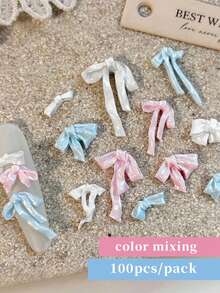 100pcs Butterfly Nail Art Decorations, Blue, White, Pink 3D Butterfly Nail Art Accessories, Cute DIY Nail Art Decor Techniques, Nail Art Crafts - Multicolor - View 11