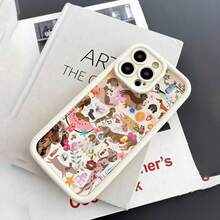 Cute Dog Pattern Phone Case, Decorative Phone Protector Cover, Phone Accessories Compatible With IPhone 16 15 14 13 12 Plus Pro Max - Antique White - View 6