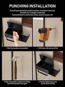 1 pieza Portarrollos de papel higiénico con estante, caja de toallitas húmedas de baño, caja de pañuelos, portarrollos de papel higiénico montado en la pared, caja de pañuelos para la sala de estar y el baño, estante de almacenamiento de papel higiénico sin taladro, organizador de accesorios de baño, accesorios de baño de hotel - Multicolor - Ver 12