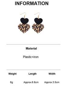 女士时尚耳环，优雅心形树脂吊坠耳环，珠宝礼物，情人节珠宝 - 黑色+豹紋 - 查看 8