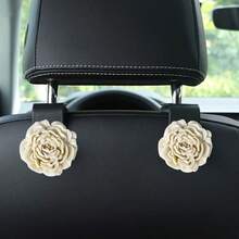 1 Set Ganchos para respaldo de asiento de coche con diseño de camelias en rosa + gris - Accesorios multifuncionales para el interior del coche, adecuados para todos los modelos, 2 piezas/Set, regalo perfecto para amantes, familia y amigos en Navidad y Día de San Valentín - Gancho para flores de peonía - Ver 11