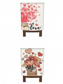 2 piezas/4 piezas Funda para silla del Día de San Valentín, funda para silla con corazón rojo, removible, adecuada para el Día de San Valentín, aniversarios, decoración de mesa de comedor familiar y protección de silla - Multicolor - Ver 12