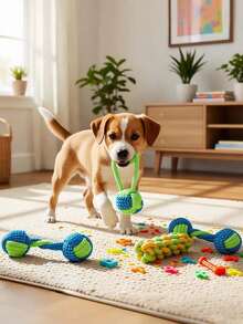 7件套狗狗磨牙玩具，编织绳训练玩耍玩具，适合户外狗狗拔河互动玩具，磨牙玩具，适合爱啃咬的狗狗，帮助清洁牙齿，适合中大型犬。 - 彩色 - 查看 2