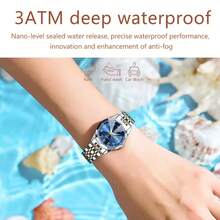 POEDAGAR Fashion Ladies Waterproof Luminous Date Watch Stainless Steel Quartz Watch Birthday Gift Mom Wife Friends Lovers Valentine's Day - Multicolor - View 3