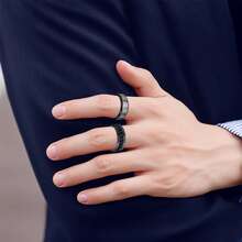 12pcs Stainless Steel Spinner Rings Set, Unisex, Stylish Helps Relieve Anxiety, Minimalist Design, Suitable For Wedding Or Engagement Occasions - 12 Men's Rings - View 4