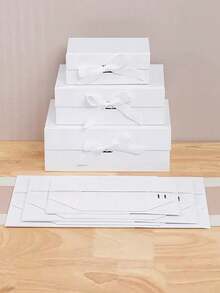 1个 - 特大号白色带盖礼盒，伴郎邀请礼盒，豪华白色带盖礼盒，适用于婚礼礼盒、生日礼盒、派对礼盒、伴娘礼盒、毕业礼物（3种尺寸） - 白色 - 查看 12