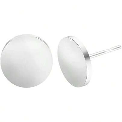 BEADNOVA Stud Earrings Flat Circle Piercing Dot Earrings Stainless Disc Post Earrings For Women (2-10mm, Silver, 1-3 Pairs)