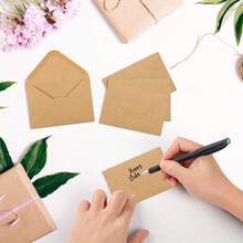 100pcs 4" X 2.75" Mini Kraft Paper Envelopes With Gummed Seal, Suitable For Home And Office Organization - Cowhide - View 6