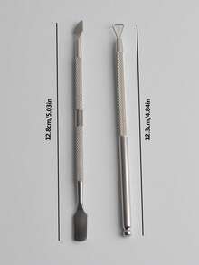 2pcs Stainless Steel Cuticle Pusher Set, Nail Polish Remover, Manicure Tools For Fingernails - Multicolor - View 3