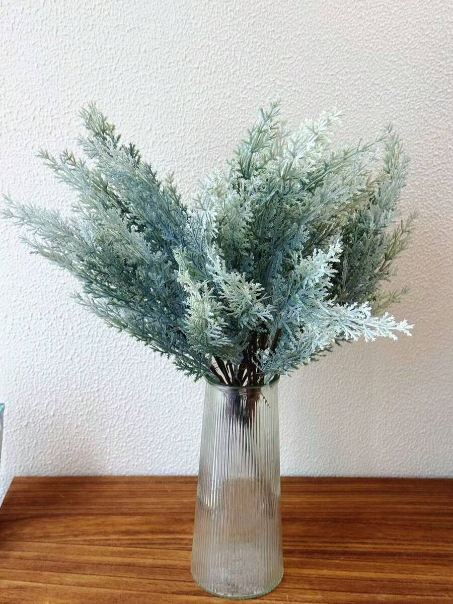 1pc 3pcs 40cm Plastic Artificial Fir Tree, Minimalist Artificial Flower, Home Decor, Wedding Ceremony, Holiday Party, Outdoor Event, Christmas Decoration - Gray-green - View 1