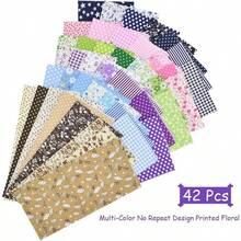 42Pcs 10 Inchx10 Inch Quilting Cotton Fabric Squares Sheets Pre - Cut Multi - Color No Repeat Design Printed Floral Fabric Sewing Scrapbooking Quilting Patchwork - Blue/Brown/Green/Pink/Purple/Navy - View 4