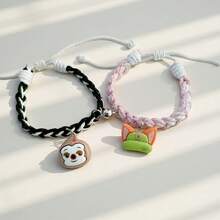 2pcs/1pc Disney Zootopia Cartoon Character Braided Bracelet Set, Cartoon Couple Bracelet, Niche Design Magnetic Bracelet, Suitable As Valentine's Day Gift, Birthday Gift, Party Gift, Christmas Gift, Fan Gift - Multicolor - View 3