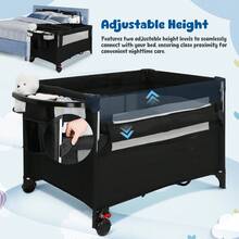 Cuna Corral Plegable Viajero Bebé Con Cambiador Y Mosquiter,Cuna Corral Bebé Corralito Colecho Con Cambiador Y Ruedasr 5IN 1 - Negro - Ver 10