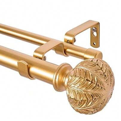 Double Curtain RodsWL.Rocaille 1 Inch Curtain Rods 72 To 144 Inches Window Telescoping Dual Curtain Rod Set With End Cap Adjustable Decorative Gold Curtain Rods For Bedroom Living Room
