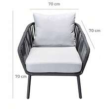 Gartenmöbel-Set, 1 Tisch und 2 Stühle, Möbelset, Terrassenmöbel, Schwarz, Metallmaterial, Geeignet für Balkon, Außenbereich und Freiluftbereiche - Grau - Übersicht 8