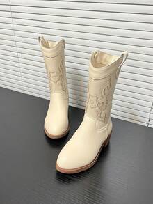 幼儿男孩/女孩刺绣西部牛仔靴，新款时尚复古长款中筒休闲马靴