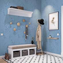 Blue Peel And Stick Wallpaper Floral Textured Wallpaper 17.7inch X 196.8inch Floral Embossed Contact Paper Grey Blue Se- Adhesive Decorative Wall Paper Removable Cabinets Shel F Liner Vinyl - 藍色的 - 查看 8