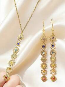 AMAXER 1个不锈钢连续几何图案彩色水钻吊坠，适合DIY珠宝制作，例如手链、项链、钥匙扣等。 - 優雅系列 - 查看 3