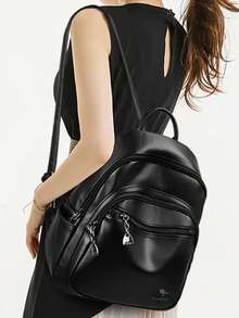 Women's Soft Leather Backpack Student School Bag Female High Quality Rucksack Multi-Functional Ladies Shoulder Bags Commuting - Black - View 12