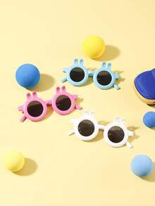 1 Set 3PCS Boy's And Girl's 3-8Y Polycarbonate Cartoon Bunny Frame Sweet Cute Versatiley Fashion Glasses, Outdoor Travel Festival Party Outfit, With Glasses Case - Multicolor - View 3