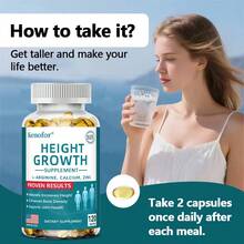 Height-Increasing Nutritional Softgels - Suitable For Both Men And Women , Contains L-Arginine, Calcium, And Zinc - Supports Bone Health And Joint Flexibility - 120 Softgels - 1瓶 - 查看 3