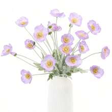 1/3/5支装仿真罂粟花，长59厘米，每枝4朵，简约现代风格，可弯曲且不褪色 - 适用于DIY花墙、场景装饰、客厅/卧室花瓶插花、婚礼、派对、桌面装饰。也适用于秋冬季装饰、家居装饰、厨房装饰、婚礼装饰、餐桌摆饰、办公室装饰、花园装饰、户外装饰、生日/毕业礼物、园艺、仿真花 - 紫色 - 查看 2