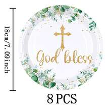 7/9 Inch Cross-Shaped Disposable Plate Set, Party Plates, Includes Disposable Paper Plates, Cups, Napkins, Suitable For Wedding, Engagement, Birthday, Wedding Party Tableware - Multicolor - View 11
