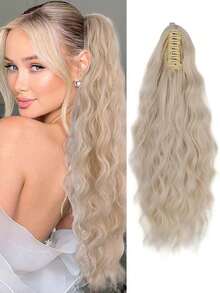 女士合成卷曲波浪夹式马尾假发 - 彩色 - 查看 12