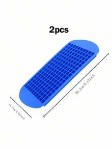 2pcs Square 160-Cavity Silicone Ice Cube Tray, Cold-Resistant , Can Be Used As Ice Mold, Pudding Mold, Suitable For Home, Bar And Various Occasions, Easy To Use