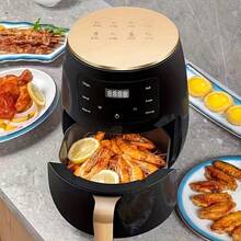 This Black Air Fryer Boasts A Large Capacity To Meet Family Needs, Features Hot Air Circulation For Rapid Heating, A Smart Digital Display, Touch Start, And Is A Multi-Functional Appliance That's Easy To Use And Perfect For Enjoying Delicious Meals.Christmas Discount Carnival! - Xem 5