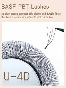 12 filas de pestañas postizas falsas 0.07C D, extensiones de pestañas 4D en forma de U, pestañas postizas Premium en forma de U-Trébol, pestañas postizas suaves y esponjosas premontadas - C - Ver 3