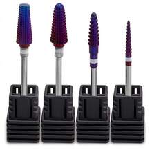 4件套紫色专业钨钢美甲钻头 | 3/32英寸柄径 | 快速去除凝胶指甲油和角质层 | 多功能美甲美足工具 | 美甲配件 - 彩色 - 查看 9