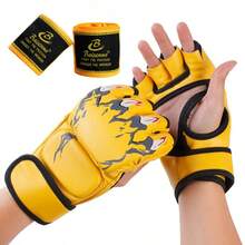 Bộ 4 món, gồm 1 đôi găng tay đấm bốc hở ngón + 2 băng quấn tay đấm bốc, găng tay hở ngón tiện dụng, găng tay tập luyện đấm bốc unisex, nhiều màu sắc để lựa chọn. - Nhiều màu - Xem 14