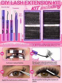 CMAYOME 720片假睫毛及胶水套装，大容量设计，可打造浓密蓬松、自然逼真的眼妆。3D立体质感，柔软持久。套装包含：簇状假睫毛、胶水和封口贴。