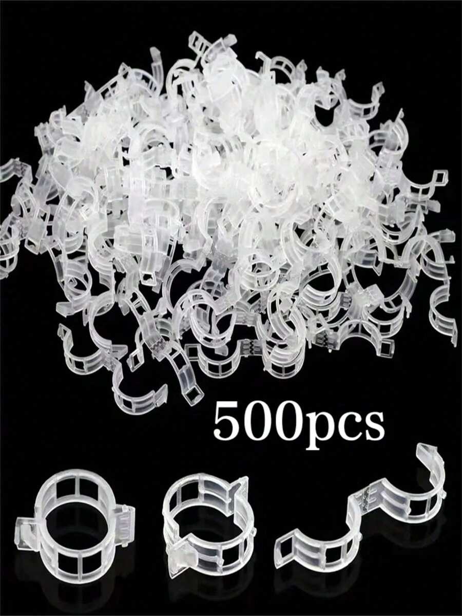 500/300/100个装耐用塑料温室植物支撑夹 - 番茄夹、塑料园艺夹、植物绑扎夹、温室夹。它们用于支撑葡萄藤、番茄藤和蔬菜的直立生长，使植物更健康。这些夹子可重复使用、经久耐用，且不会损伤植物。用途广泛、高效且经济实惠。