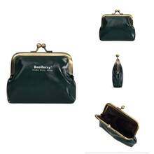 New Baellerry Women's Coin Purse, Korean Style, Made Of Oil Wax Leather, Simple And Fashionable, INS Style Kiss-Lock Bag. - 黃色 - 查看 7