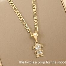 1pc European & American Style New Zirconia Embedded Hypoallergenic Fashion Faith Small Angel & Saint Pendant Necklace, Suitable For Christmas/Thanksgiving/Halloween/Mother's Day/Valentine's Day Couples/Friends/Godparents Gift, Catholic First Communion, Everyday & Holiday Wear, Prayer - Yellow Gold - View 9