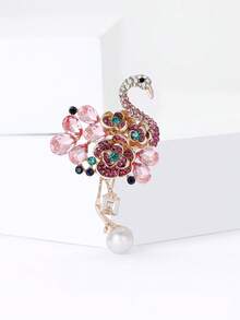 奢华水钻火烈鸟胸针 - 鸟类动物胸针，男女皆宜，休闲派对珠宝配饰/朋友礼物徽章装饰 - 火烈鳥 - 查看 7