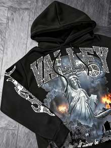 New VALLEY Printed Sweater Without Pockets Hoodie To Map Top - Black #No Pockets All-over Print - View 5