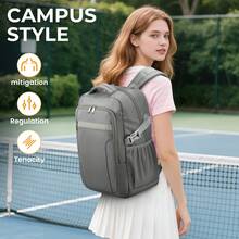 EZUOLA 40x30x20cm (24L bis 30L) erweiterbarer Reiserucksack, geeignet für Ryanair, Wizz Air, passend für 15,6" Laptop, Unisex Handgepäck für Pendeln und Geschäftsreisen, tolles Geschenk für Eltern, Töchter, Freunde - Hellgrau - Übersicht 9