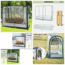 Portable Greenhouse Cover With Raised Garden Bed,Easy Set-Up 72.4" X36.6" X60.6" Gardening Flower House & Plant Sunshine Room For Protecting Plant From Cold Frost Birds & Insects - Default - View 2