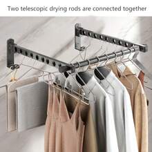 CYPNTendedero de Pared Tendedero Plegable para Ropa Estante de Ropa Retractil para Ahorro de Espacio con 20 Agujeros de Percha y Una Barra de 40 cm para Balcón Interior y ExteriorFashion