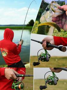 1 Set Spinning Rod And Reel Combo | 1.8m Carbon Fiber Fishing Rod With Rod Cap, Dual Guide Control System | Aluminum Alloy Line Cup, Carbon Fiber Drag Washers, Suitable For Saltwater And Freshwater - Green - View 11