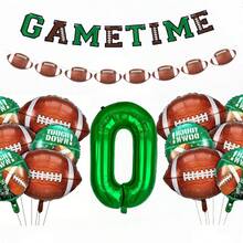 32" Green Number Foil Balloons, Football Pennant Flags, Football Shaped Balloons, Birthday Party Decorations - Green - View 17