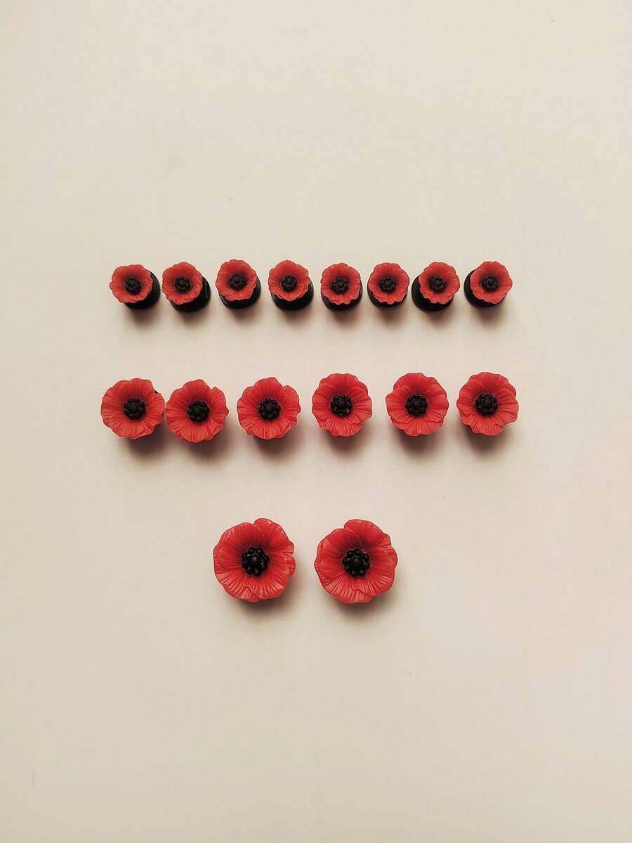 16pcs Red Flower DIY Shoe Decoration Set, Suitable For Hollow Out Clogs, Beach Sandals, Flip Flops - Red - View 1