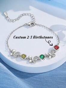 1 pieza Pulsera personalizada con piedra natal, regalo para mujer - Pulsera con múltiples piedras natales - Multicolor - Ver 1