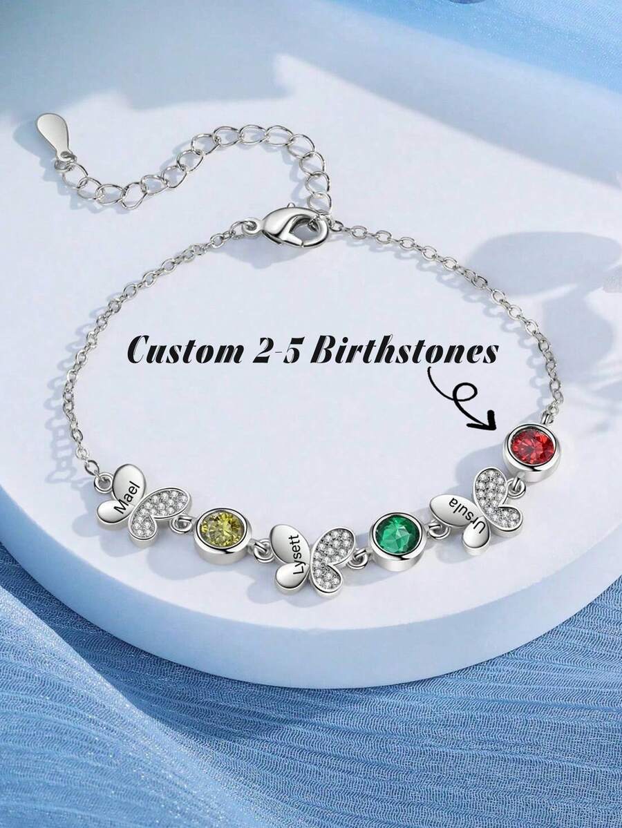 1 pieza Pulsera personalizada con piedra natal, regalo para mujer - Pulsera con múltiples piedras natales - Multicolor - Ver 1